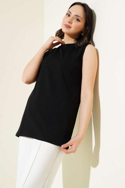 Sıfır Kol Bisiklet Yaka İçlik Siyah