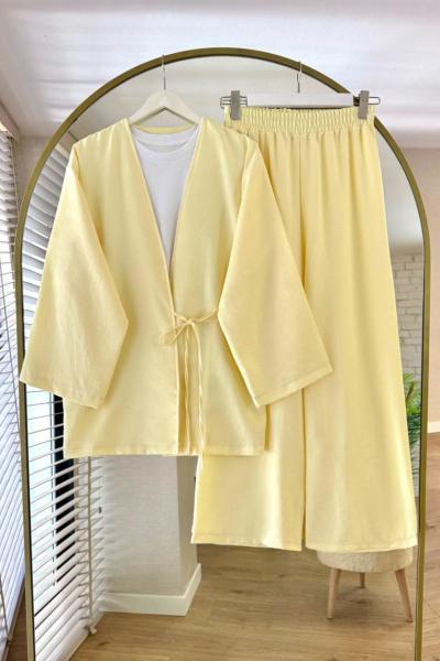 Vegas Kimono Keten Takım  Sarı