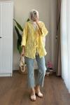 Püsküllü Keten Kimono  Sarı