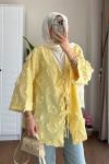 Püsküllü Keten Kimono  Sarı