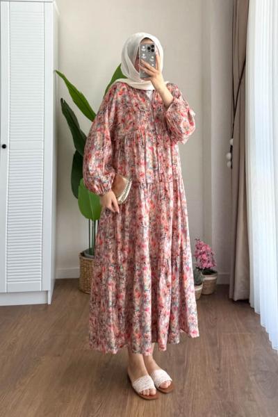 Alya Desenli Elbise Mercan