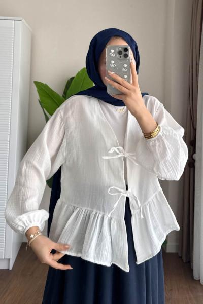 Galina Müslin Ceket Beyaz