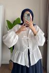 Galina Müslin Ceket Beyaz