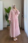 Helin Müslin Elbise  Pembe