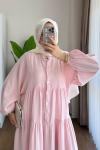 Helin Müslin Elbise  Pembe