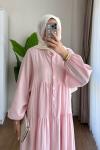 Helin Müslin Elbise  Pembe
