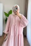 Helin Müslin Elbise  Pembe