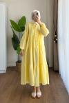 Helin Müslin Elbise  Sarı
