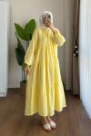 Helin Müslin Elbise  Sarı