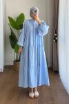 Helin Müslin Elbise  Mavi