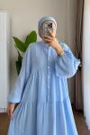 Helin Müslin Elbise  Mavi