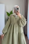Helin Müslin Elbise  Yeşil