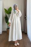 Helin Müslin Elbise  Ekru