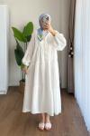 Helin Müslin Elbise  Ekru