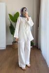 Bağlamalı Müslin Takım Beyaz