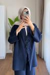 Bağlamalı Müslin Takım Lacivert