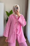 Bağlamalı Müslin Takım Pembe