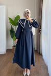 Lupe Poplin Elbise Lacivert