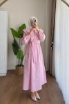 Lupe Poplin Elbise Pembe