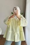 Büzgülü poplin Kimono  Sarı