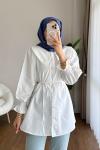 İncili Poplin Tunik  Beyaz