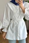 İncili Poplin Tunik  Beyaz