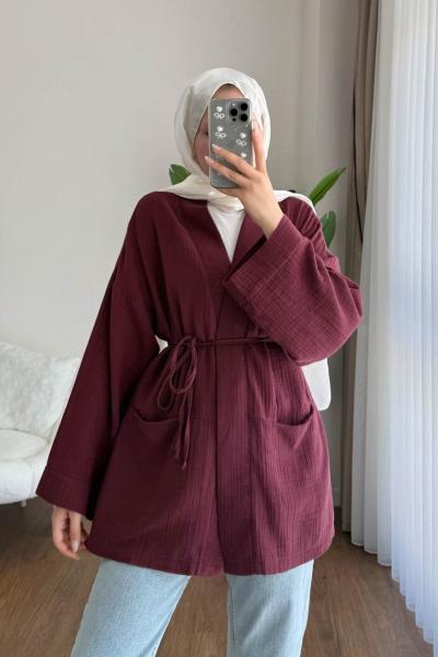 Müslin Kimono Bordo