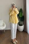 Pile Detaylı Modal Ceket  Sarı