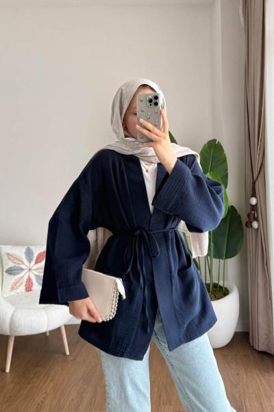 Müslin Kimono Lacivert