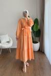 Parçalı Modal Elbise Turuncu