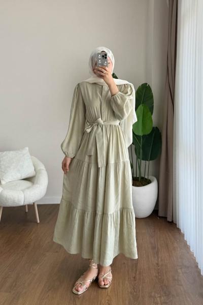 Parçalı Modal Elbise Yeşil