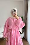 Parçalı Modal Elbise Pembe