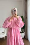 Parçalı Modal Elbise Pembe