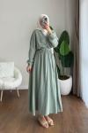 Dora Müslin Elbise  Yeşil