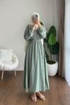 Dora Müslin Elbise  Yeşil