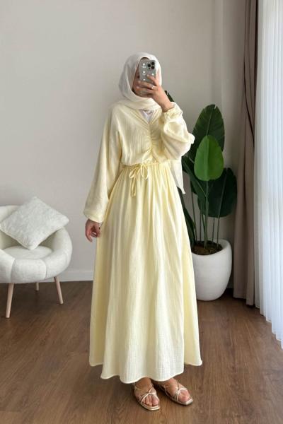 Dora Müslin Elbise  Sarı