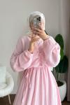 Dora Müslin Elbise  Pembe