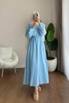 Dora Müslin Elbise  Mavi