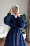 Dora Müslin Elbise  Lacivert