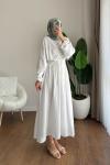 Dora Müslin Elbise  Beyaz