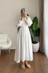Dora Müslin Elbise  Beyaz