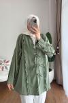 Keten Fırfırlı Tunik Yeşil