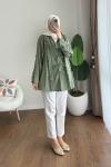 Keten Fırfırlı Tunik Yeşil