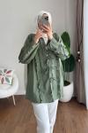 Keten Fırfırlı Tunik Yeşil
