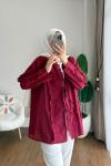 Keten Fırfırlı Tunik Bordo