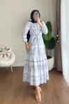 Alaçatı Elbise Mavi Beyaz