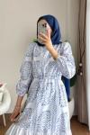 Alaçatı Elbise Mavi Beyaz