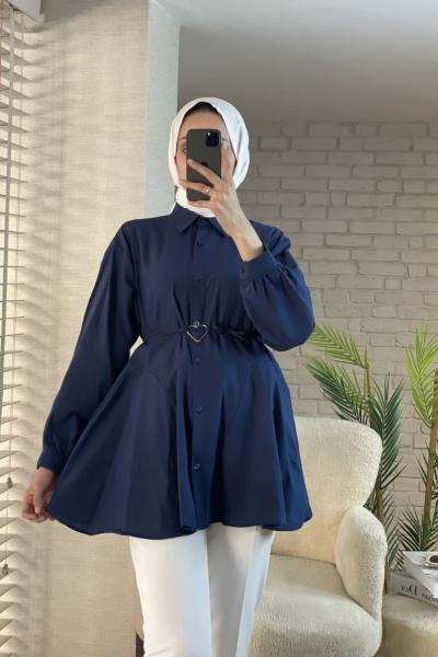 Kalp Kemerli Gömlek Lacivert