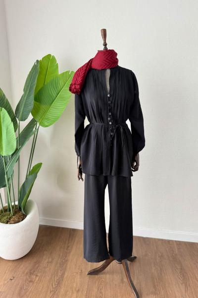 Modal Piliseli Takım  Siyah