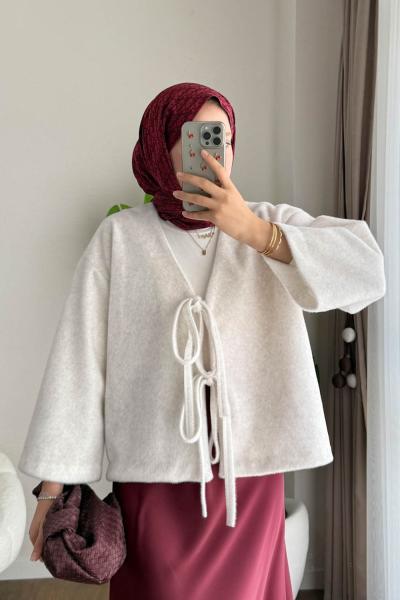 İki bağlamalı Fox Kimono Krem